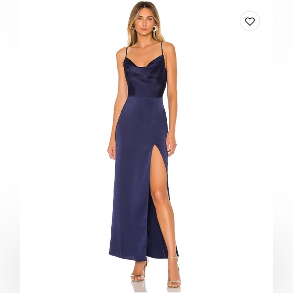 Navy NBD Silk Midi Dress from Revolve - Picture 1 of 4